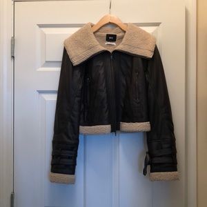 crop sherpa moto jacket